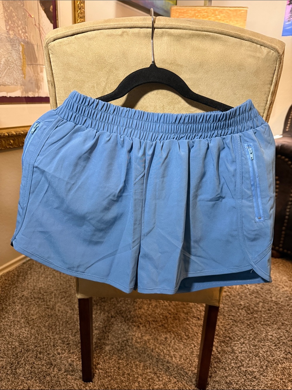 Women's Light Blue Athletic Skort with Elastic Waistband